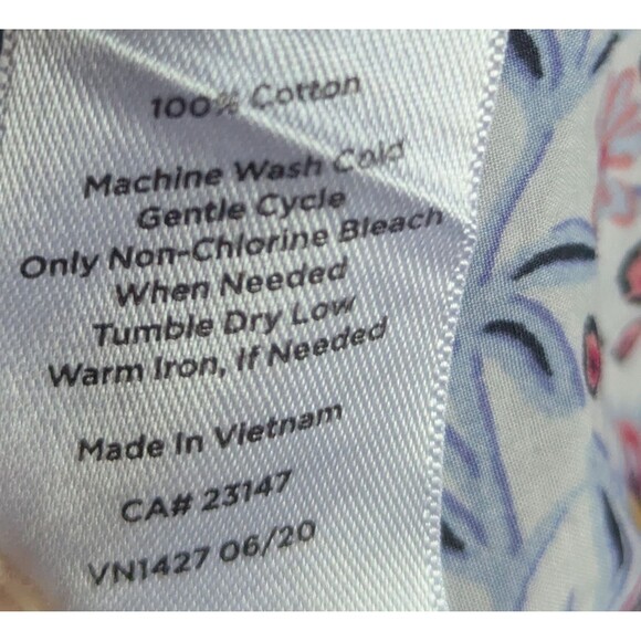 Talbots Petite LP Pink Blue Floral Print 100% Cotton Button Up Shirt - Picture 3 of 5